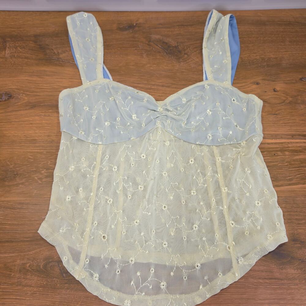 Floral Mesh Corset Tank Top S
